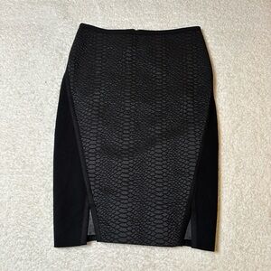 Ted Baker London Women’s SZ 0 Embossed‎ Black Exposed Zipper Pencil Skirt